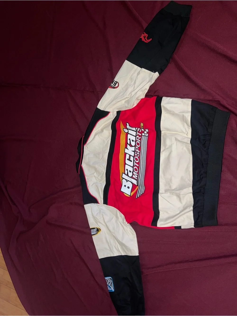 Black/Red/Cream Racing Jacket with Logos - Picture 6 of 10